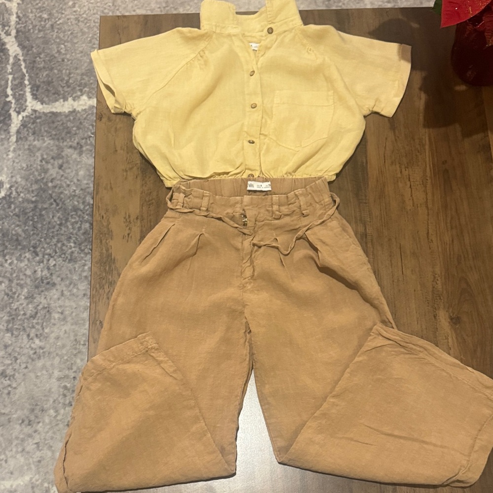 Zara Tan Wide Leg Pants